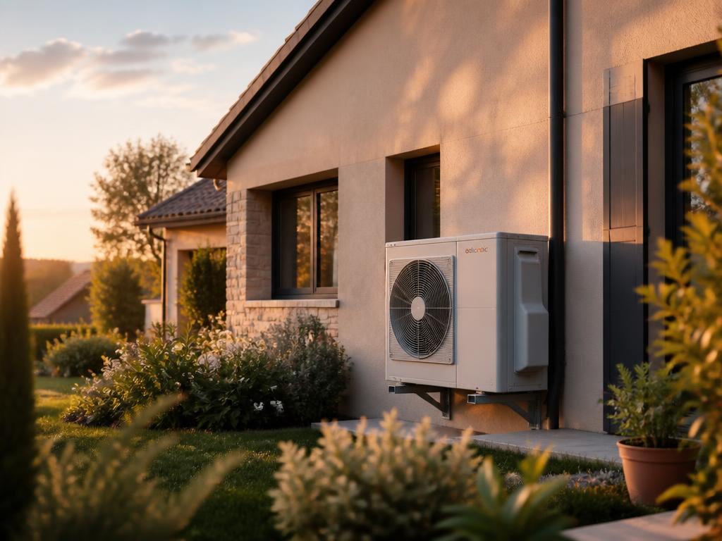 Maison individuelle équipée d'une pompe à chaleur extérieure